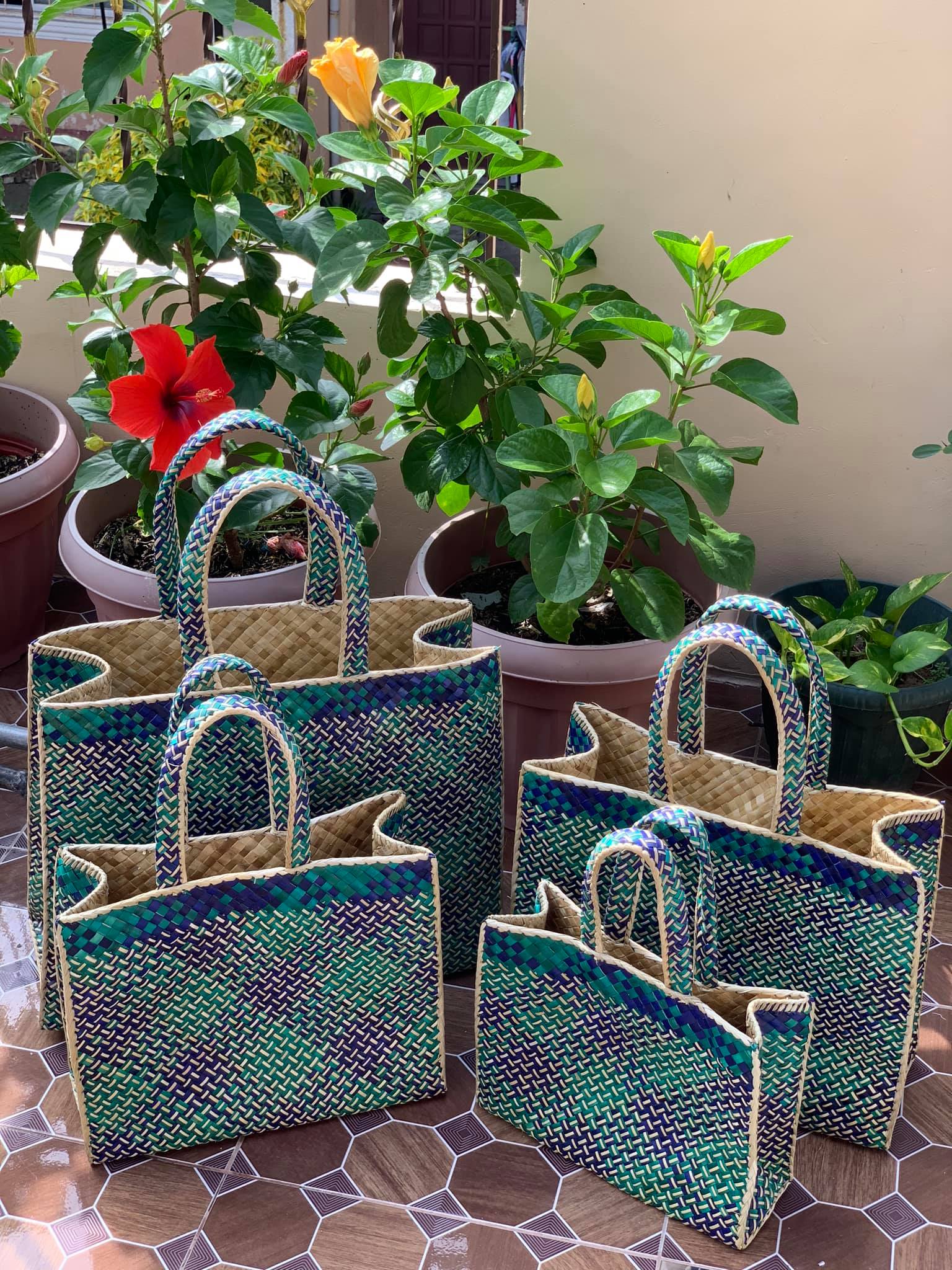 Set of 4 pandan bayong bags