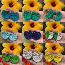 Load image into Gallery viewer, Crocheted monstera earrings