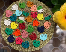 Load image into Gallery viewer, Crocheted monstera earrings