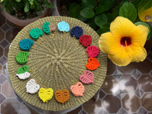 Load image into Gallery viewer, Crocheted monstera earrings