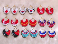 Load image into Gallery viewer, Beaded macrame earrings countries