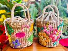 Load image into Gallery viewer, Embroidered seagrass bags