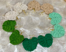 Load image into Gallery viewer, Crocheted monstera earrings