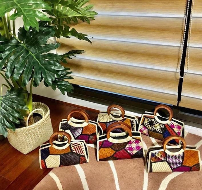 Colorful pandan hand bags #pandanbags...