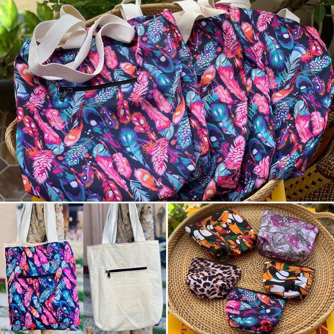 Cloth totes and purses bound...