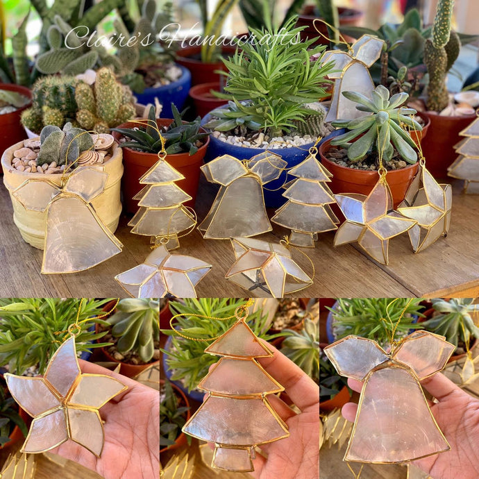 Christmas ornaments made of capiz...
