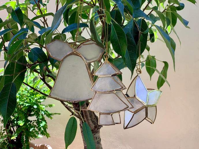 Christmas ornaments made of capiz...