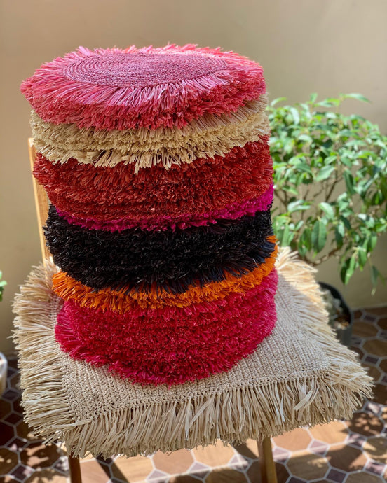 38” diameter crocheted raffia placemats...