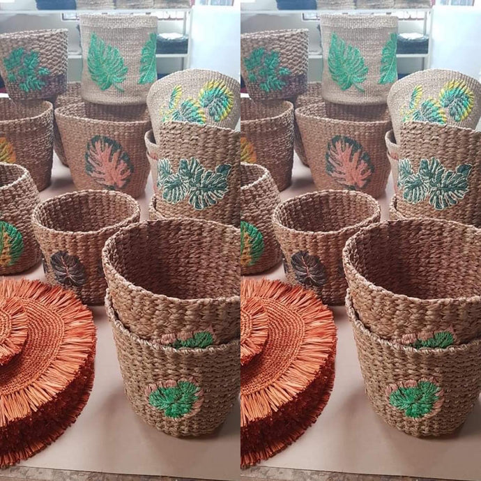 Our monstera-embroidered abaca and bancuan...