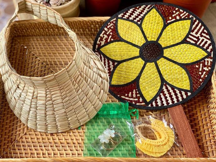 Pandan hat, sabutan fan, macrame...