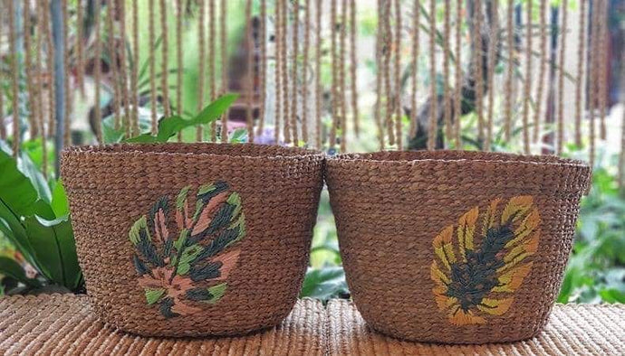 <a href="http://12.5”x12.5”">12.5”x12.5”</a> monstera-embroidered bancuan (seagrass)...