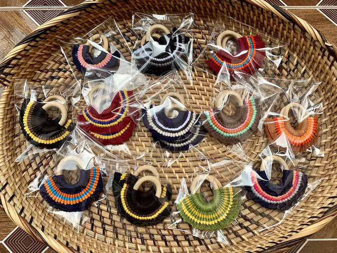 Wooden macrame earrings bound for...