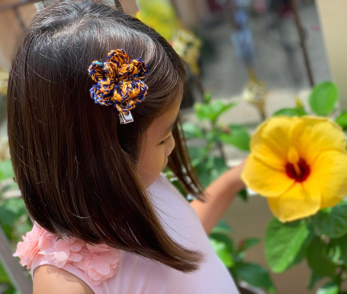 Crocheted abaca flower hair clips...