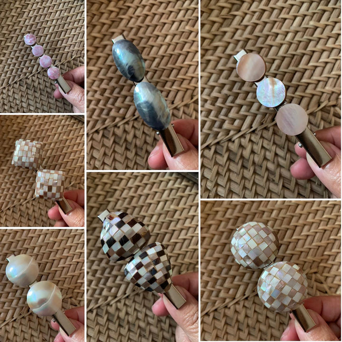 New designs. Shell hair clips....