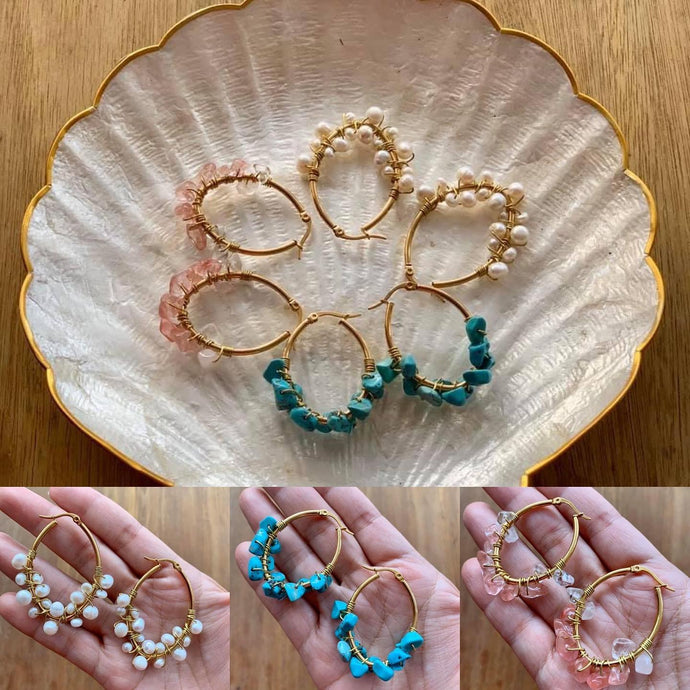 Wired freshwater pearls, turquoise beads,...
