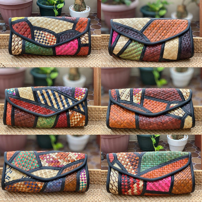 Colorful handwoven pandan clutches. #handwovenbagsupplier...