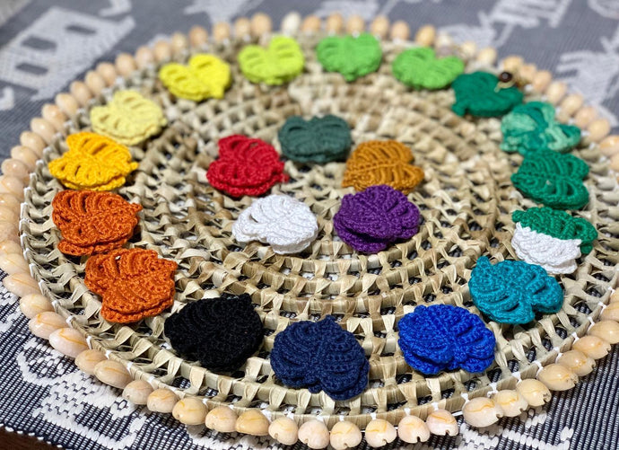 Crocheted monstera earrings bound for...