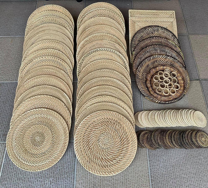 Handwoven rattan placemats, coasters, and...