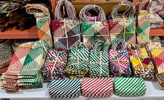 Handwoven pandan gift bags, tampipi...