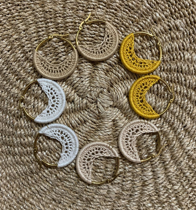 Crocheted hoop earrings in fall...