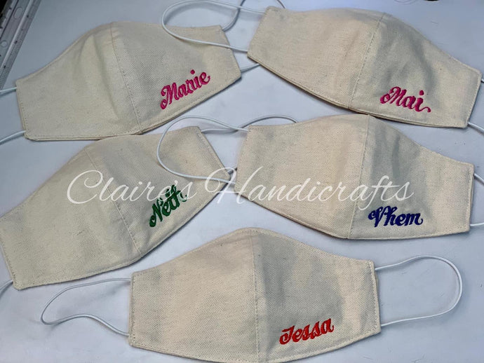 Personalized canvas cloth masks available...