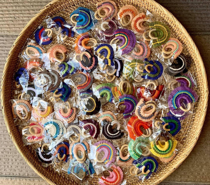 Wooden macrame earrings available in...