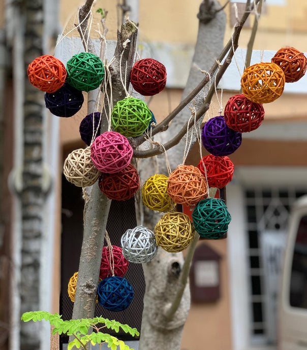 2” rattan Christmas balls in...