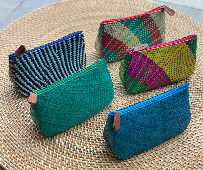 Handwoven sabutan cosmetics bags bound...