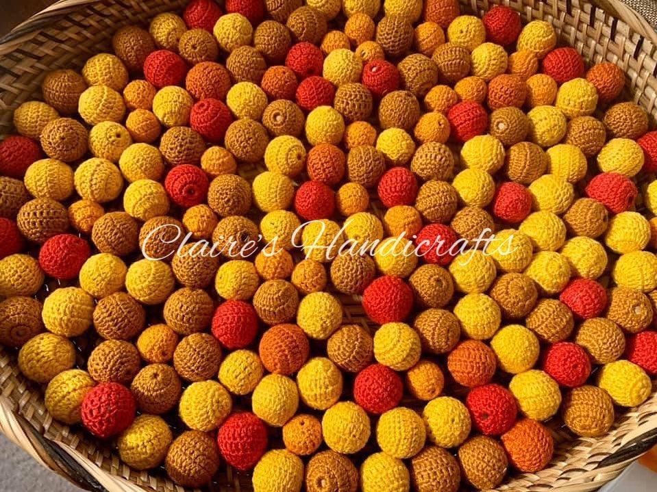 Crocheted wooden beads