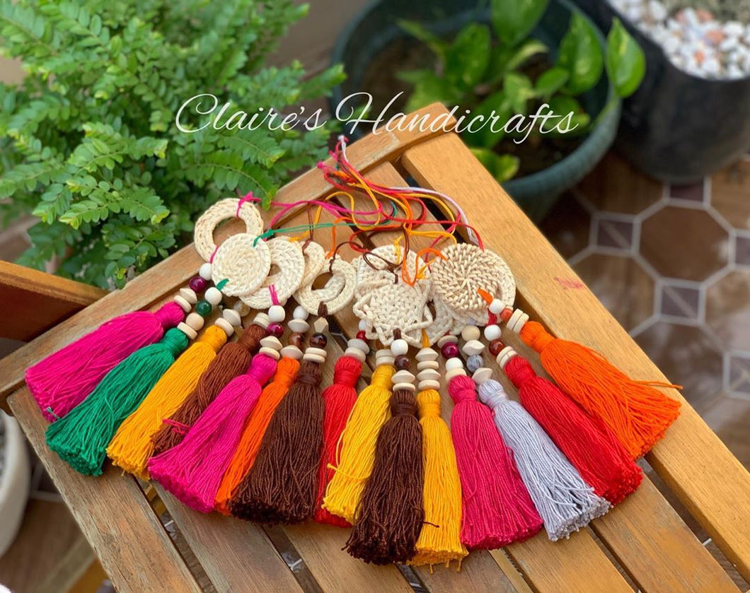 Rattan + wooden beads + gemstone + tassel car diffusers