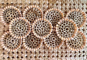 Pandan coasters with cowrie sold per dozen
