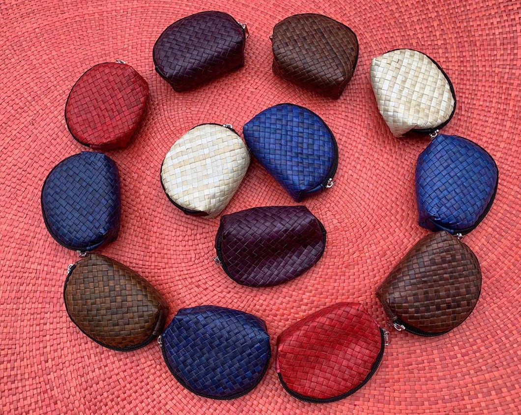 Handwoven pandan purses