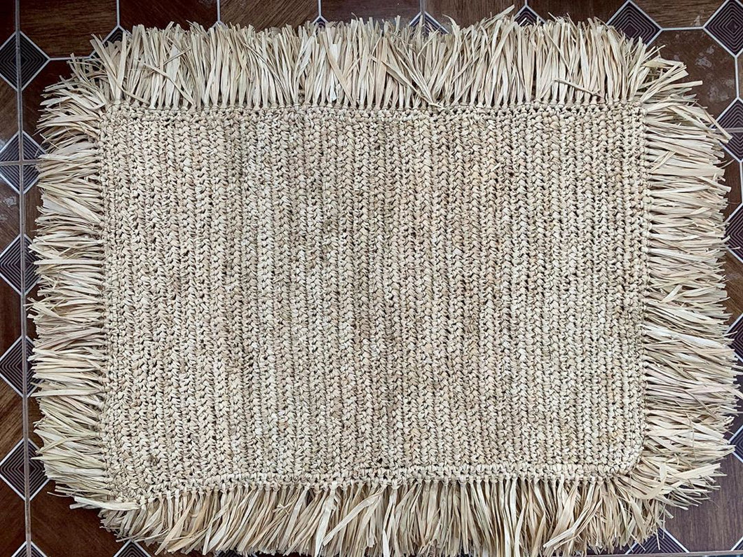 Crocheted raffia rectangular placemats