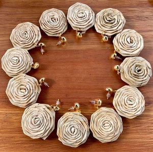 Handwoven pandan flower earrings