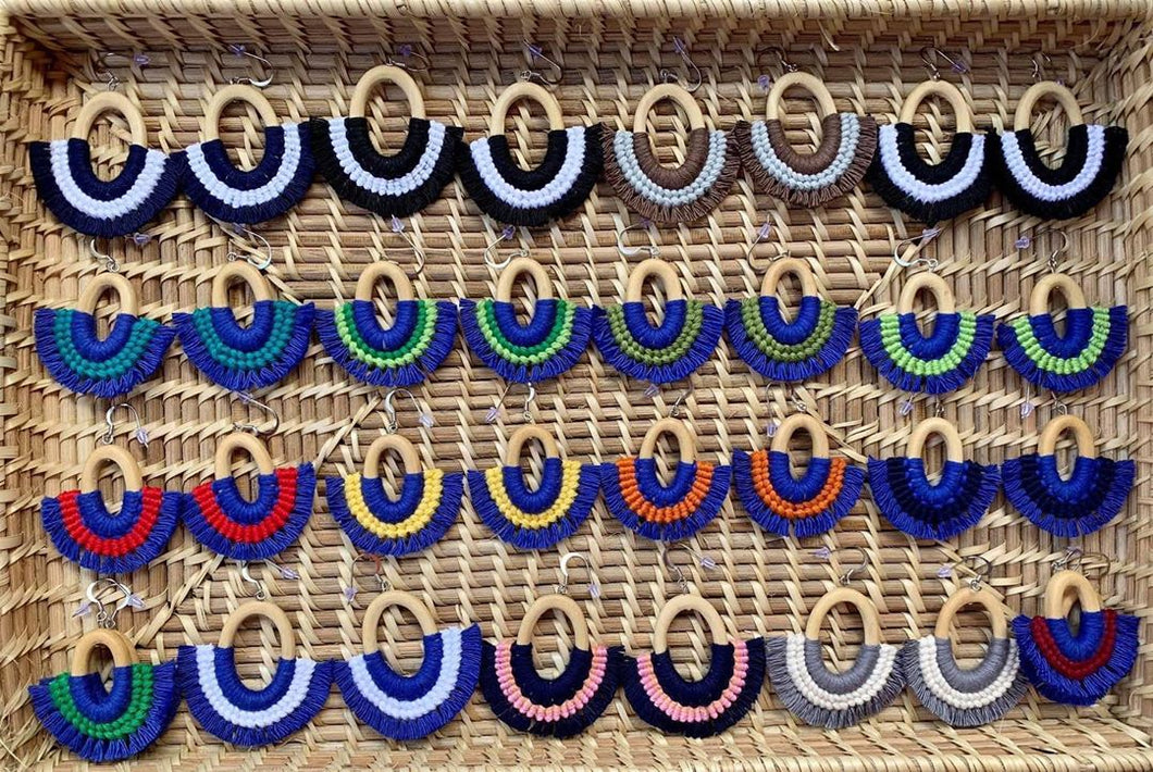 Wooden macrame earrings