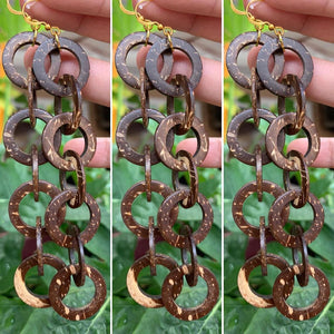Coconut shell drop earrings