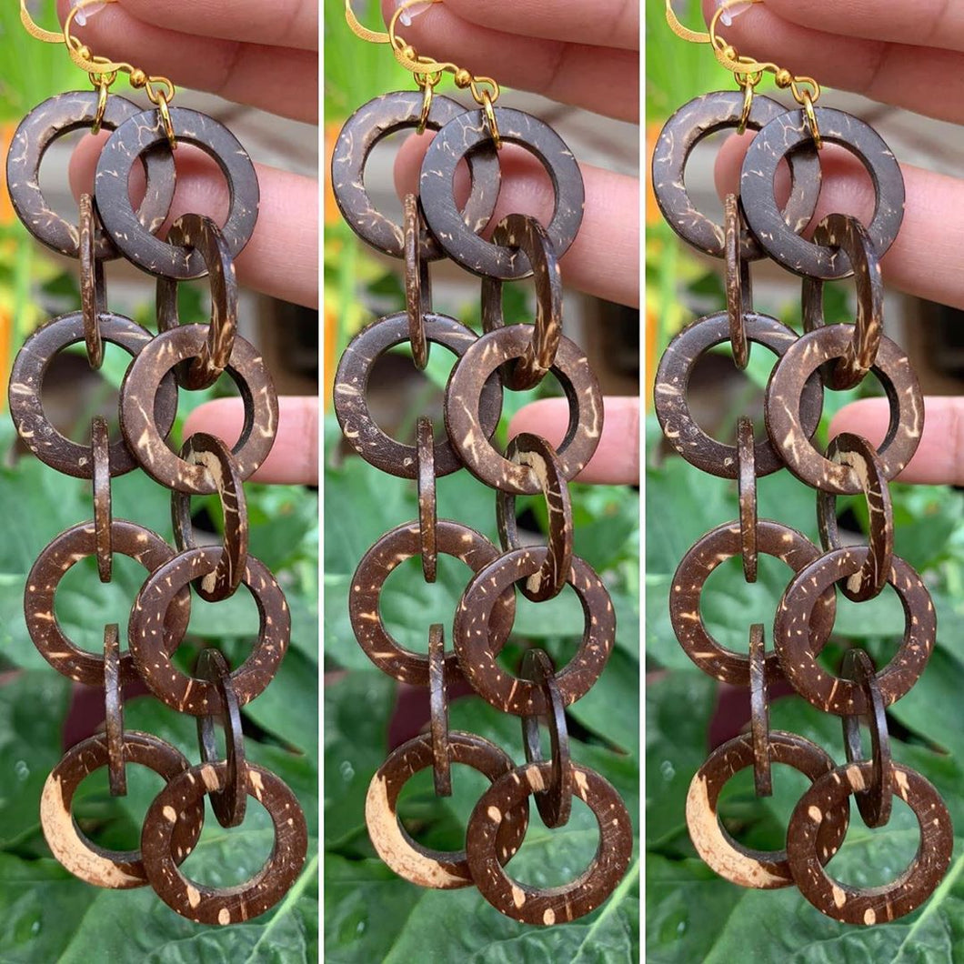 Coconut shell drop earrings