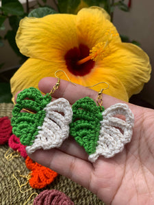 Crocheted monstera earrings