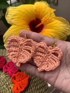 Crocheted monstera earrings