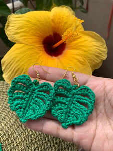 Crocheted monstera earrings