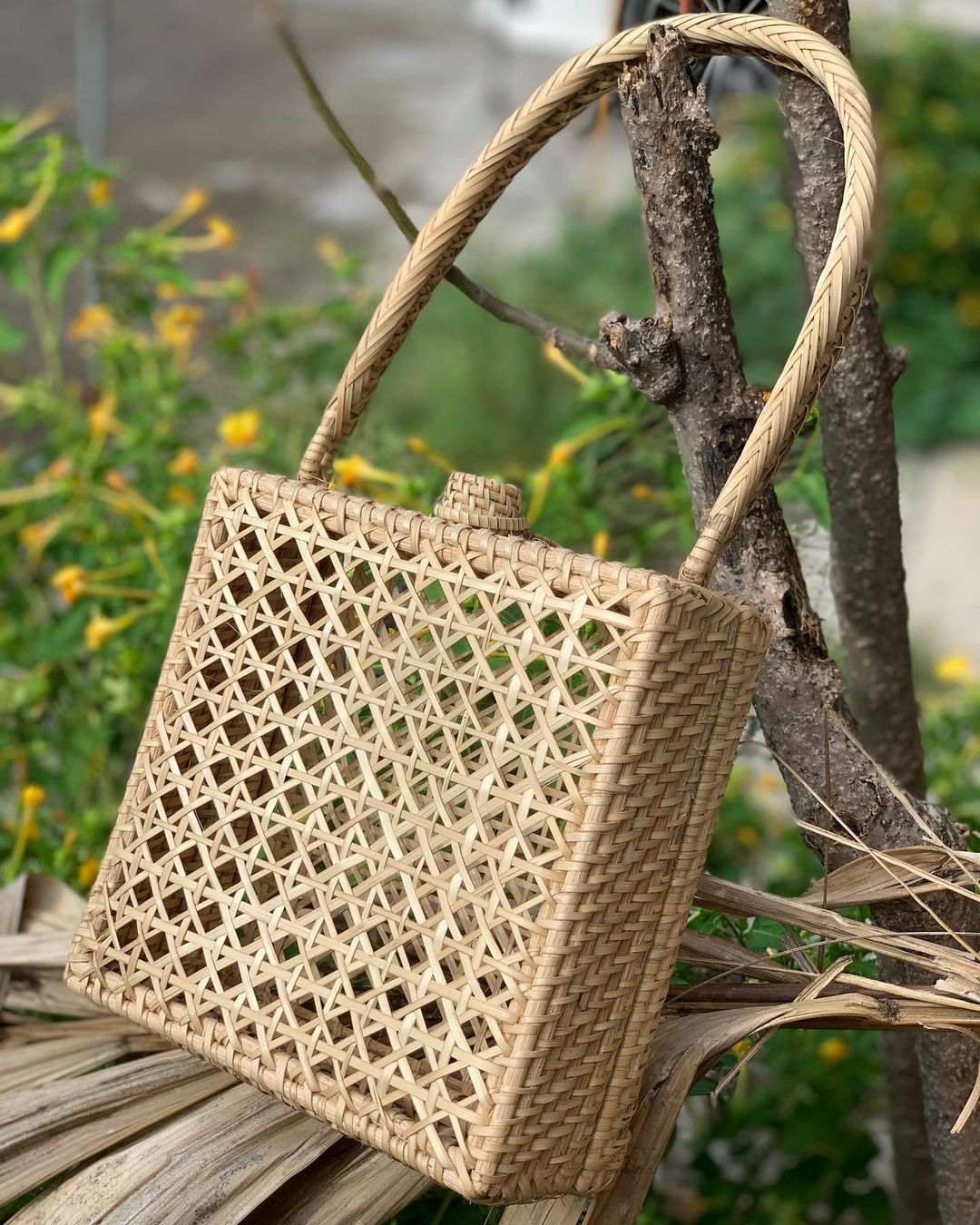 Handwoven rattan bag