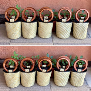 Handwoven pandan bucket bags