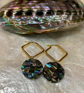 Abalone hoop earrings