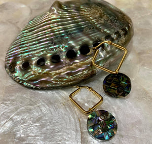 Abalone hoop earrings