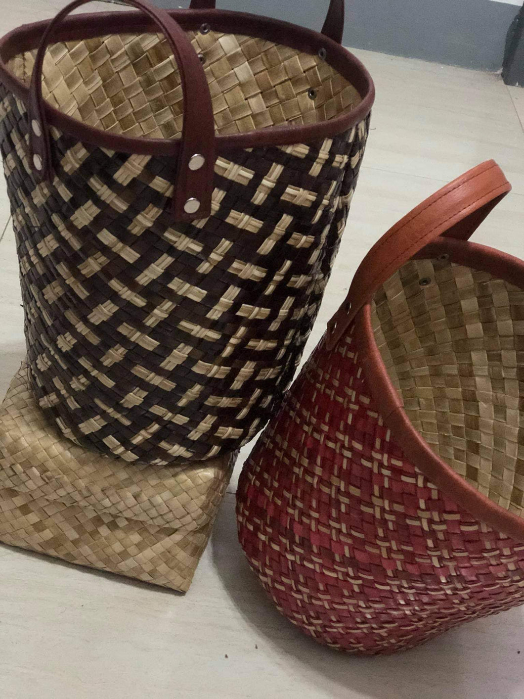Handwoven pandan baskets/plant pot covers
