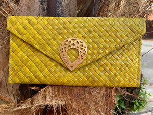 Handwoven envelope pandan wallets with callar mother of pearl charm