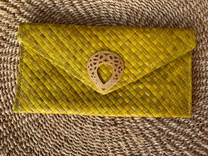 Handwoven envelope pandan wallets with callar mother of pearl charm