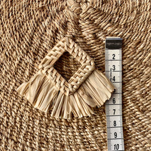 Load image into Gallery viewer, 3 Lined diamond rattan pieces with raffia skirt (7cm x 9cm)
