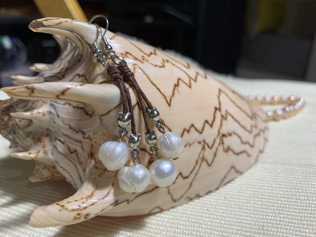 Macrame freshwater pearl drop earrings - Claire's Handicrafts