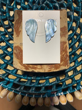 Load image into Gallery viewer, Mother of pearl blue wings stud/clip on earrings
